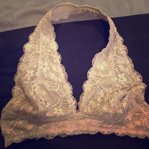 2sable gray lace halter bralette